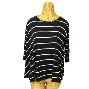 Womens Camille Black & White 3/4 Sleeve Top Size M